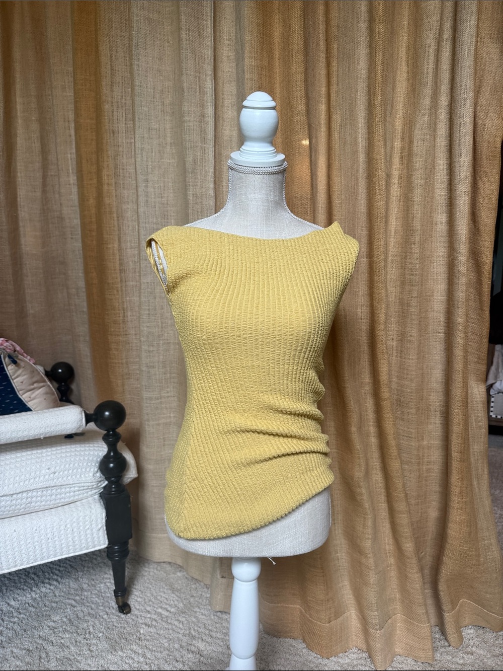 Zara Mustard Yellow Ribbed Knit Sleeveless Top